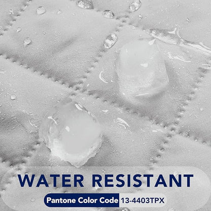 PureFit Reversible Quilted Sofa Cover, Water Resistant Slipcover Furniture Protector, Washable Couch Cover with Non Slip and Elastic Straps for Kids, Dogs, Pets (Oversized Chair, Light Gray/Ivory)