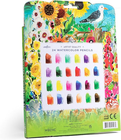 eeBoo Piece & Love: Seaside Garden Watercolor Pencils - 24 Count - Adults Artist Quality Pencils, Arts & Crafts