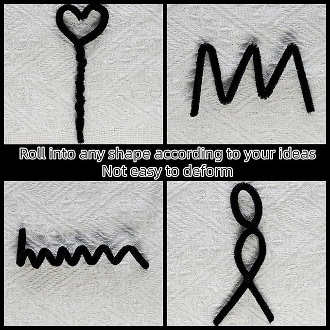 Qirimoi Black Pipe Cleaners Craft Pipe Cleaners Bulk Pipecleaners Crafts Supplies，200Pcs Black