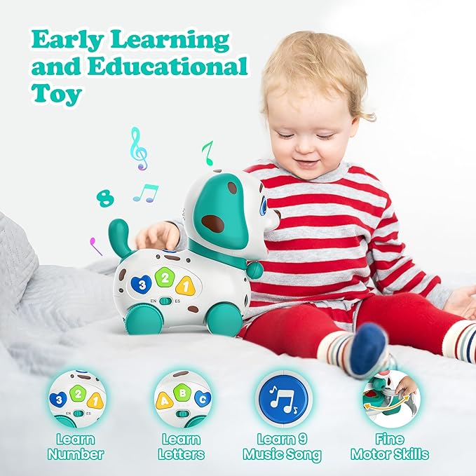 Musical Bilingual Toys for 1 Year Old Boy Gifts, Educational Baby Toys 6-12-18 Months, 1st Birthday Boy Gifts for 1 Year Old Girl Presents, Learning Puppy for Toddlers