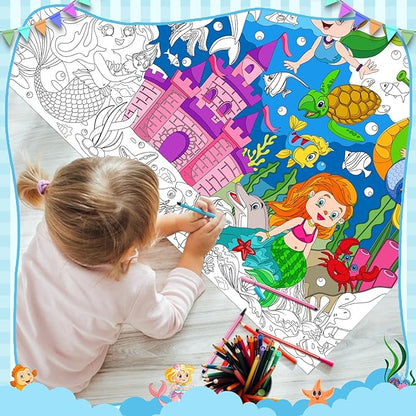 3Pack Large Coloring Poster for Kids, Giant Coloring Poster for Kids, Huge Big Coloring Page Craft with Dinasour, Mermaid, Zoo Animal for Class Home Activities Kids Gifts Party Favors(43.3 x 31.5in)