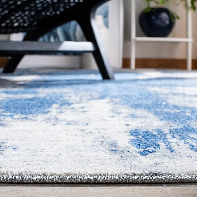 SAFAVIEH Jasper Collection Runner Rug - 2' x 8', Blue & Ivory, Modern Abstract Design, Non-Shedding & Easy Care, Ideal for High Traffic Areas in Living Room, Bedroom (JSP101M)