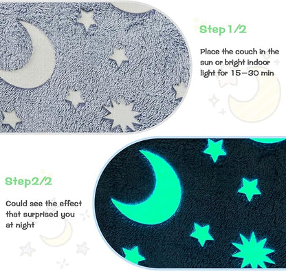 Toddler Couch, Toddler Chair Folding, Kids Couch 2 in 1, Kids Sofa for Playroom-Extra Soft 2 Seats, Glow in The Dark Open Couch, Gifts for Kids, Sleeper for Girls Boys, Grey Green