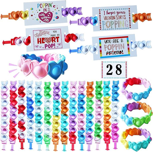 Valentines Day Gifts for Kids Classroom, 28 Valentine Cards Bulk for School Class Prizes Party Favors Boys Girls Exchange Gift, Goodie Fillers Crafts Boxes
