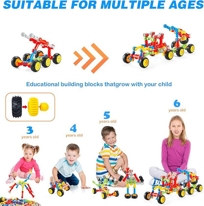 STEM Building Toys for 3 4 5 6 7 8 Year Old Boys Girls, 125 Pcs Stem Toys for 5 Year Old Building Blocks Educational STEM Kit Learning Creative Toys for 3-5 4-8 5-7 6-8 Kids, Birthday Gifts for Kids