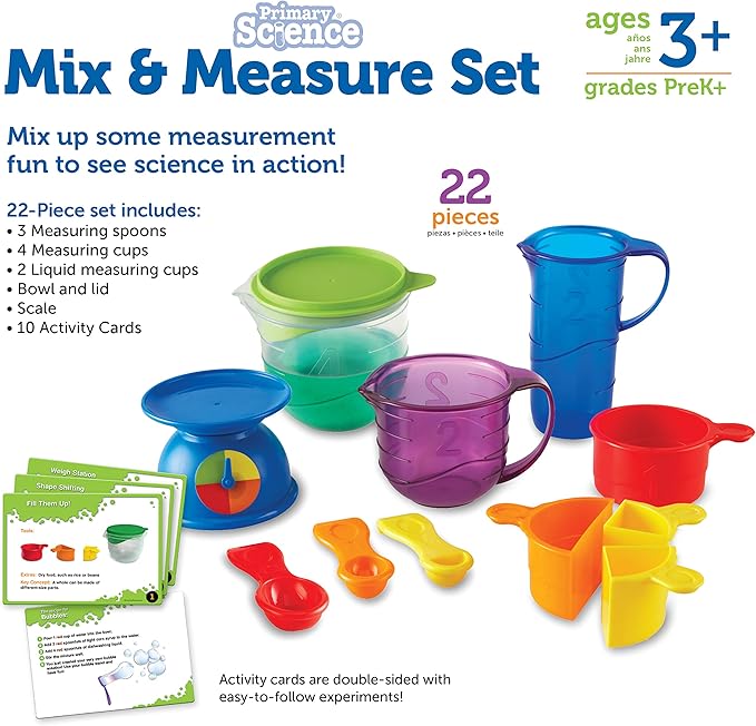 Learning Resources Mix And Measure Activity Set, 22 Pieces, Ages 3+,Experiment Mixing Tools, Science Toys for Kids,Science Experiments