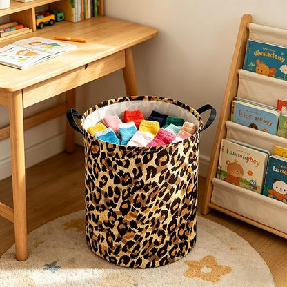 Kids Laundry Basket,Leopard pattern hamper,Nursery Hampers,Waterproof folding Storage Bin with handle,Clothes Organizer Baskets,kid Room Decor(Leopard pattern)