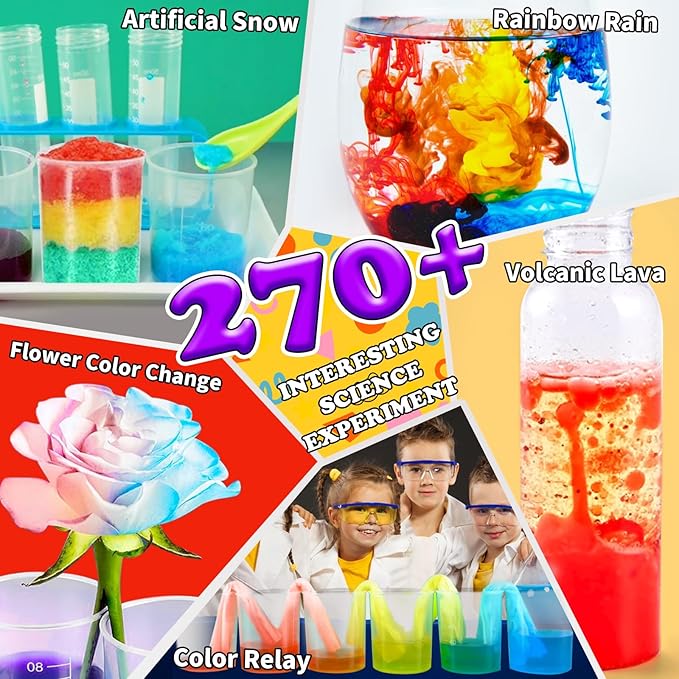 YouTube Video Tutorial 270 Science Kits Toys with Experiments Table, STEM Homeschooling Educational Lab, Scientific Chemistry Set, Ideal for Children Girl Boy
