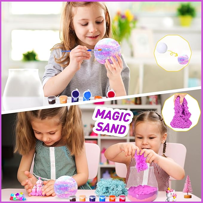 Unicorn Terrarium Kit for Kids with DIY Moon Lamp - Light Up Terrarium for Girls 4-12 Years - Creative Arts & Crafts Birthday Gift Fun Unicorn Toy for Ages 4-12 - Perfect for Girls Aged 5 6 7 8
