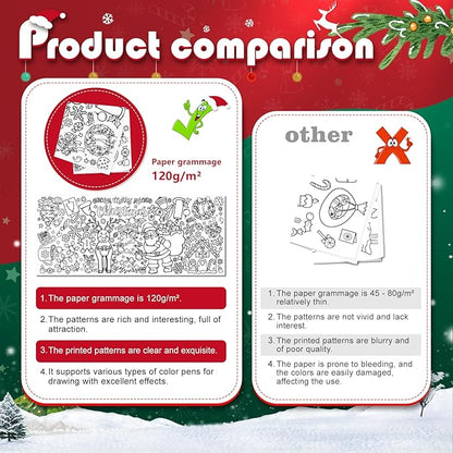 Tetor Christmas Giant Coloring Poster/Tablecloth-Christmas Crafts for Kids-30 x 72 Inches Jumbo Paper Coloring Banner Kids Gifts Activities Toys Party Decorations (Christmas)
