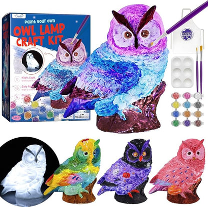 Paint Your Own Owl Lamp Kit, Art Supplies Arts & Crafts Kit, Painting kit for Kids 6-12, Arts and Crafts for Kids Ages 8-12, Toys Girls Boy Birthday Gift Ages 3 4 5 6 7 8 9 10 11 12+