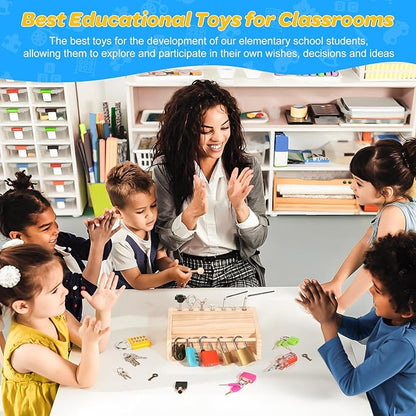 INIFEIDALA Montessori Toys for 3 4 5 Year Old,Montessori Screwdriver Board Set-Lock and Key Toy,Kids Tool Set,Preschool Learning Sensory - Fine Motor Skills - STEM Toys