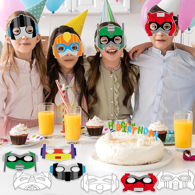 Lonfliness 36 Set Robots Coloring Mask Robot Paper Arts Crafts Kids Color Your Own Robots Blank DIY Mask for Masquerade Birthday Party Dress-Up Decoration Favor School Classroom Activity Game Supplies