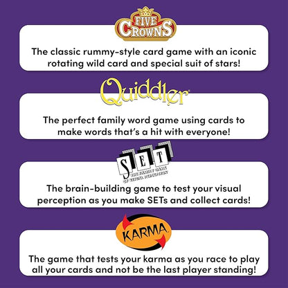 Five Crowns 4 Pack Bundle Card Games for Kids – Card Games for Adults, Family Games Night, Card Games for Families, Multi-Player, Screen Free, Travel Games, Playing Cards, Memory Game, Learning Games