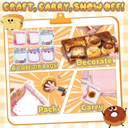 Crelloci Bread Taba Squishy Kit, Silicone DIY Squishy Making Kit with Bread Molds & Decorations, Make Your Own Slow Rising Squishies Stress Relief Toys, Craft Kits Gift for Kids Ages 6+ & Adults