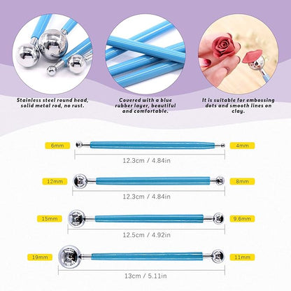 Swpeet 22Pcs Modeling Clay Sculpting Tools Kits, Ball Stylus Tool, Pottery Tools, Rubber Tip Pens, Plastic Clay Tools,Clay Needle for Making Modeling Clay Cake Fondant Decoration