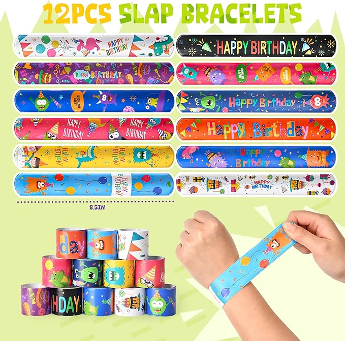Monster Party Favors Birthday Supplies Gift Bags Finger Puppets Spring Launchers Toys Monster Big Eye Ring Slap Bracelets Tattoo Stickers Inc, Monster Party Decorations Birthday Favors for Kids
