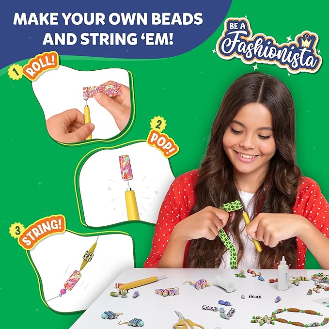 Skillmatics Craft Activity - Roll-Up Beads Jungle Party DIY Kit, 500+ Charms & Beads, Create 40+ Necklaces, Earrings and Bracelets, Gifts for Tweens and Girls, Ages 6, 7, 8, 9, 10, 11, 12, 13