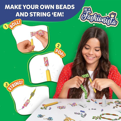 Skillmatics Craft Activity - Roll-Up Beads Jungle Party DIY Kit, 500+ Charms & Beads, Create 40+ Necklaces, Earrings and Bracelets, Gifts for Tweens and Girls, Ages 6, 7, 8, 9, 10, 11, 12, 13