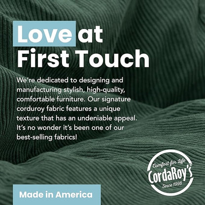 CordaRoy's Corduroy Bean Bag Pouf Footstool, Rainforest