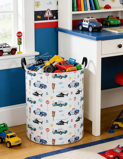 Police car Laundry Hamper,City Car Baby Laundry Hamper Kid Storage Basket,Collapsible Fabric Storage Container,Kids Laundry Basket,Gift Baskets,Toy,Home Organizer(Police car)
