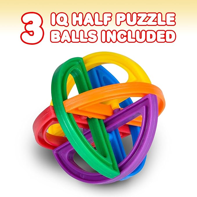 IQ Challenge Set, Fun Puzzle Balls with Free Colorful Instruction Guide by Gamie, Party Games, Fidget Brain Teaser Puzzles, Includes 12 Fun and Challenging Puzzle Balls, Great Educational Toy for Kids