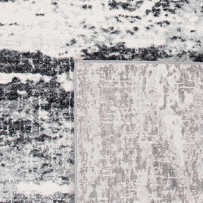 SAFAVIEH Evoke Collection 5'1" x 7'6" Ivory / Dark Grey EVK272G Modern Abstract Non-Shedding Living Room Bedroom Area Rug