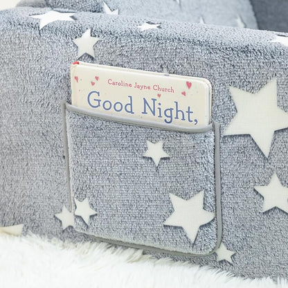 ALIMORDEN 2-in-1 Flip Out Cuddly Sherpa Toddler Couch, Convertible Sofa to Lounger, Star