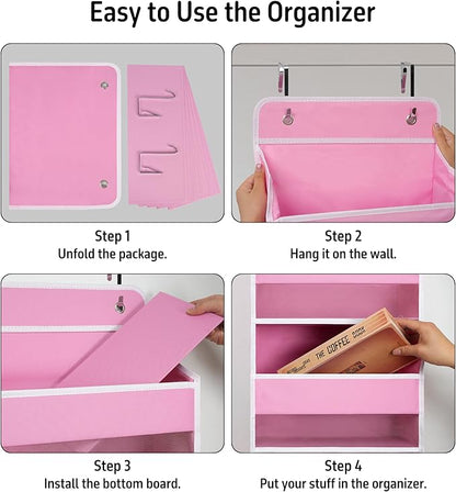 Giraffe Creation Over Door Organizer with 4 Large Capacity Pockets, Heavy Duty Hanging Organizer Storage for Closet Bathroom Nursery Bedroom Dorm, Toys Cosmetics Sundries and Baby Essentials, Pink