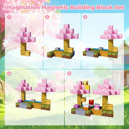 80Pcs Magnetic Blocks Craft World Set, Magnetic Blocks Le Building go Toys for Kids,STEM Sensory Toys for Toddlers Kids Christmas Birthday Gifts for 3+ Years Old Girls Boys