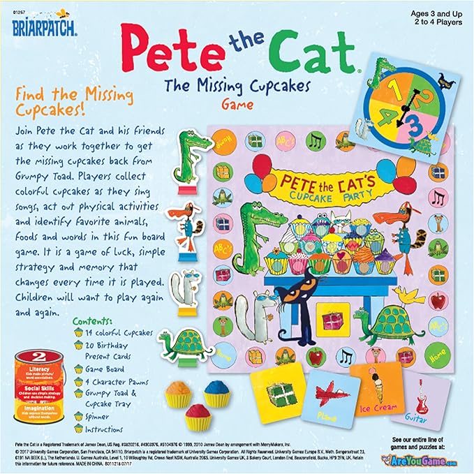 Briarpatch Pete the Cat The Missing Cupcakes Game, Fans of Pete the Cat Books, Ages 3+