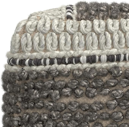 SIMPLIHOME Grady 18 Inch Wide Contemporary Square Pouf in Earth Tone Brown Handloom Woven, for The Living Room, Bedroom and Kids Room