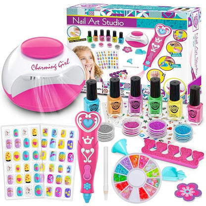 Kids Nail Polish Set for Girls, Kids Nail Art Kit for Girls Ages 7-12 Years Old - Cool Girly Stuff - Girls Gifts Ideas -6 7 8 9 10 11 12 Year