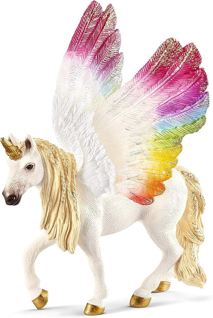 Schleich bayala, Unicorn Toys for Girls and Boys, Winged Rainbow Unicorn with Glitter Wings, Ages 5+, Multicolor, 7 inch