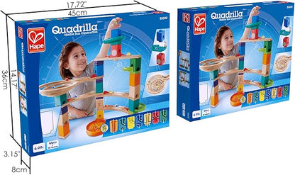 Hape Quadrilla Cliffhanger Wooden Marble Run Blocks | Marble Maze Run Set, Early Educational STEM Development Building Toys for Kids, Multicolor, Model:E6020