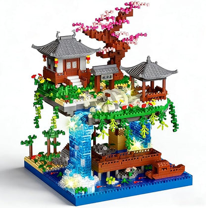 Beego Cherry Blossom Bonsai Tree Architecture Mini Building Kit Set, Chinese Peach BlossomArchitecture Building Blocks with Light, Japanese Sakura Tree House Gift for Adults, Teen(2500PCS)
