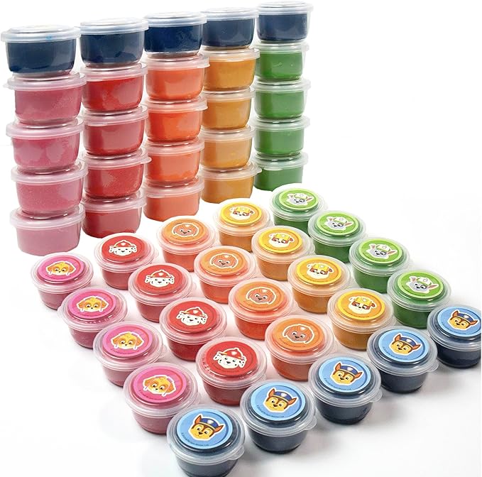 Paw Patrol Dough Party Pack, 25-Pack, Includes Colorful Sensory Doughs, 6 Colors, 2 oz. Each, Reusable Toys, Party Favors for Kids, Travel Toys, 3 Year Old Boy Toy, Sensory Play