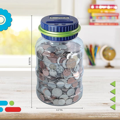 Discovey Digital Coin Counter Money Jar, LCD Screen, Automatic Piggy Bank Savings for US Coins, Keeps Track of Deposits, Battery Operated, Kids Gift