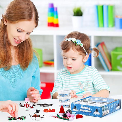 Aneco 10 Pack Christmas Melting Snowman DIY Craft Kit Build Snowman Toys Foam Putty Snowman Making Decorating Kit Xmas Gift for Kids Christmas Stocking Stuffers and Winter Party Supplies