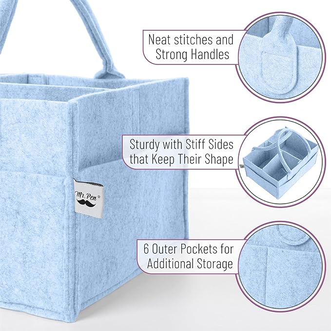 Mr. Pen- Baby Diaper Caddy Organizer, Sky Bliss, Nursery Storage Bin and Car Organizer for Diapers and Baby Wipes