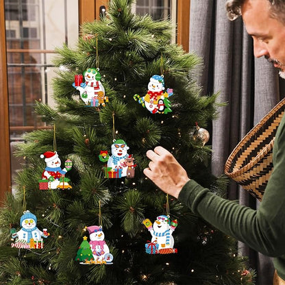 28 Pack Christmas DIY Crafts Kit for Kids, Make Your Own Christmas Snowman Ornaments Xmas Stickers Cutouts Arts and Crafts Bulk for Kids Winter Holiday Xmas Classroom Art Activities Party Decorations