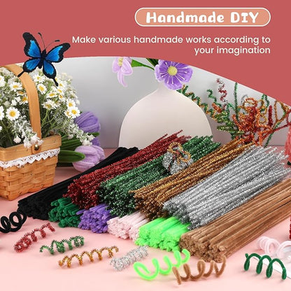 ZXIIXZ Pipe Cleaners Craft, 100 Pcs Black Chenille Stems Bulk Pipe Cleaners Craft Supplies for Festivals Art DIY Home Decorations