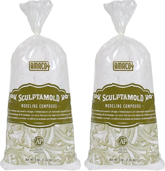 AMACO Sculptamold Modeling Compound, White, 3 lbs. Per Bag, 2 Bags (AMA41821C-2)