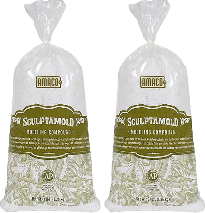 AMACO Sculptamold Modeling Compound, White, 3 lbs. Per Bag, 2 Bags (AMA41821C-2)
