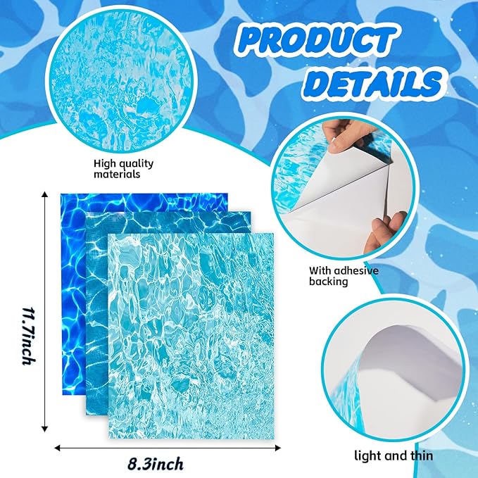 Warmtree 6 Pcs Ripple Water Sticker, Pearlescent Ripple Stream Sheet Self Adhesive Coated Paper Diorama Supplies for Miniature Lake River Scenery Sand Military Layout Model