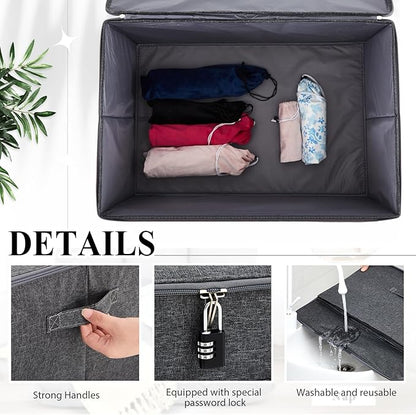 Briwooody Discreet Lockable Toy Bag Storage Organizer Toy Bag Storage Bins Case with Zipper Lid for Women and Men Clothes Container (Gray,23.6 x 15.8 x 11.8 Inch)