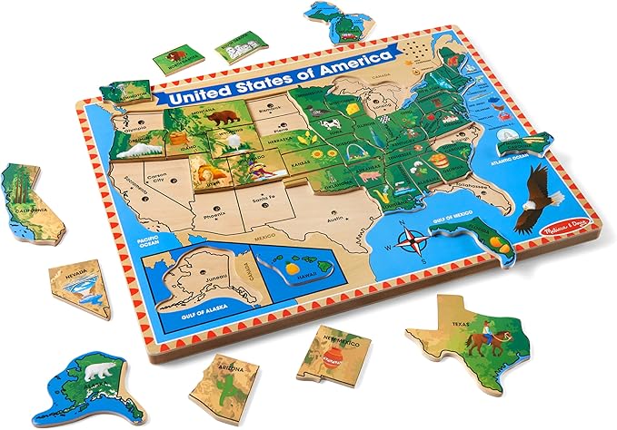 Melissa & Doug USA Map Sound Puzzle - Wooden Puzzle With Sound Effects (40 pcs)