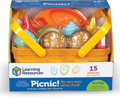 Learning Resources New Sprouts Picnic Set - 15 Pieces, Ages 18+ months, Pretend Play Food for Toddlers, Kitchen Play Toys for Kids