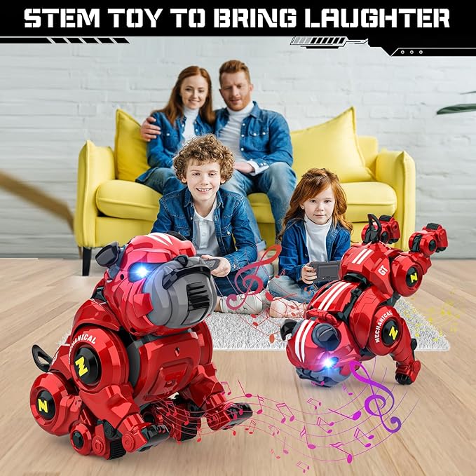 Lterfear Robot Dog for Kids, Remote Control Robot Rechargeable Programing Stunt Robo Dog with Sing, Dance, Touch Function, Robotic Dog Toy for Boys Ages 5 6 7 8 9 10+ Birthday Gifts, Red