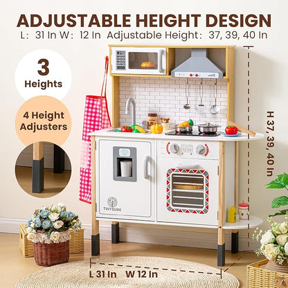 Play Kitchen for Kids - Toy Kitchen Set for Toddlers with Realistic Lights and Sounds, Kids Kitchen Playset with Abundant Toy Food Set, Best Gift for Kids Ages 3+